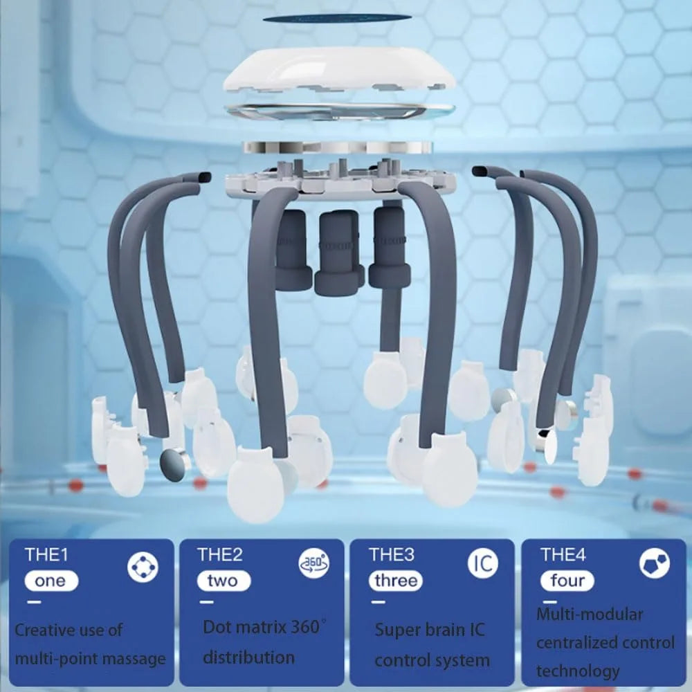 Octopus Claw Eight Claw Massager USB Charging Therapeutic Scratch Pad Electric Head Massager Therapeutic Electric Scalp Massager